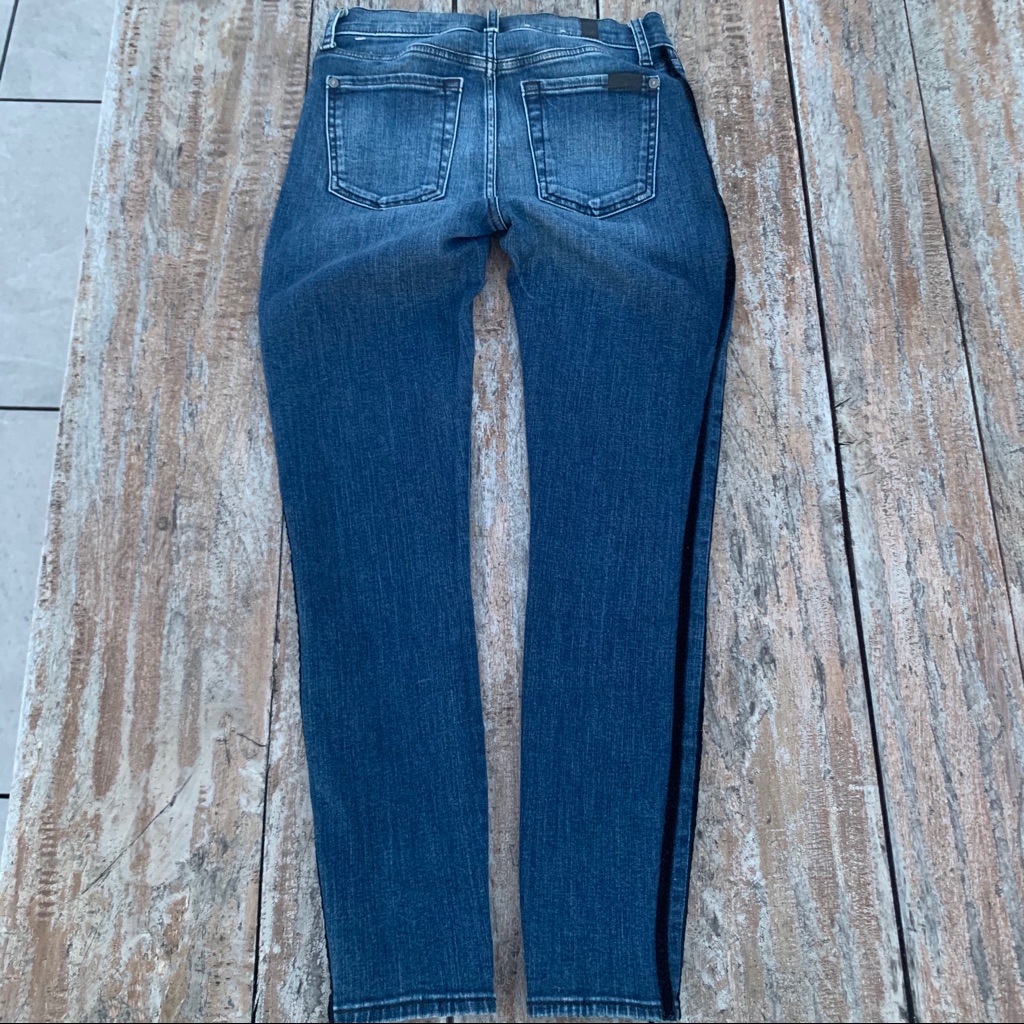 7 For All Mankind Black Label Dark Wash Stripes Jeans